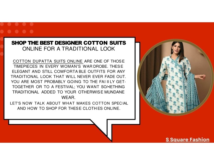 shop the best designer cotton suits online for a traditional look