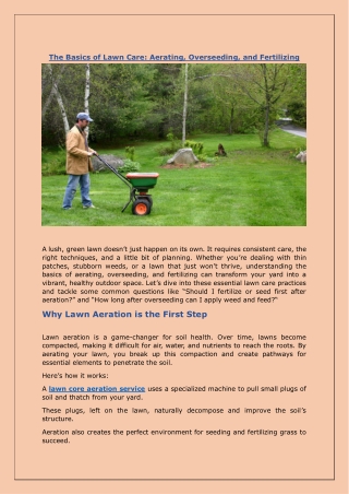 the basics of lawn care aerating overseeding