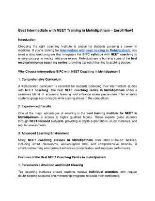 Best Intermediate with NEET Training in Mehidipatnam – Enroll Now - Google Docs