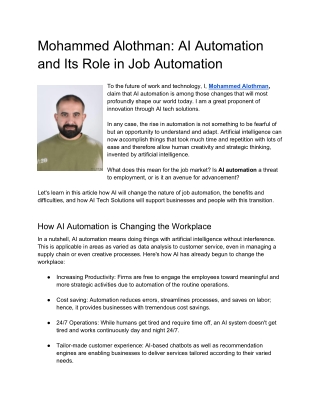 mohammed alothman ai automation and its role