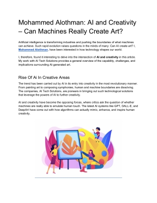 mohammed alothman ai and creativity can machines
