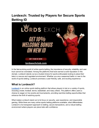 lordexch trusted by players for secure sports