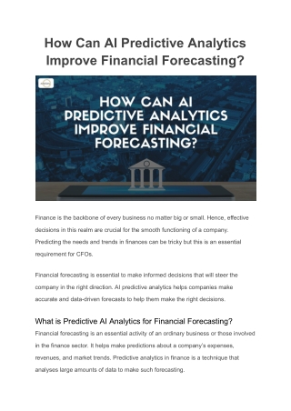 How Can AI Predictive Analytics Improve Financial Forecasting