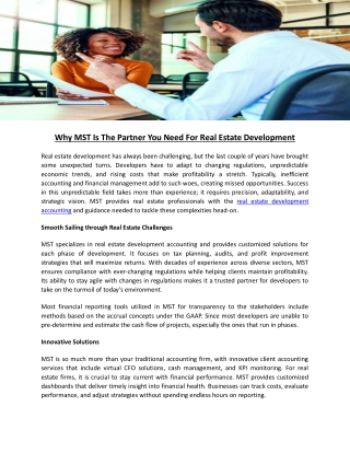 Why MST Is The Partner You Need For Real Estate Development