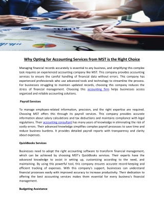 Why Opting for Accounting Services from MST is the Right Choice