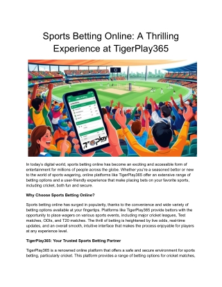 Sports Betting Online_ A Thrilling Experience at TigerPlay365