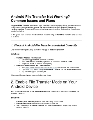 android file transfer not working common issues