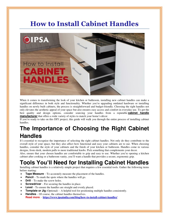 how to install cabinet handles