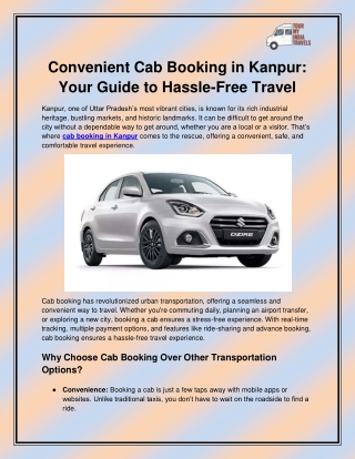 convenient cab booking in kanpur your guide