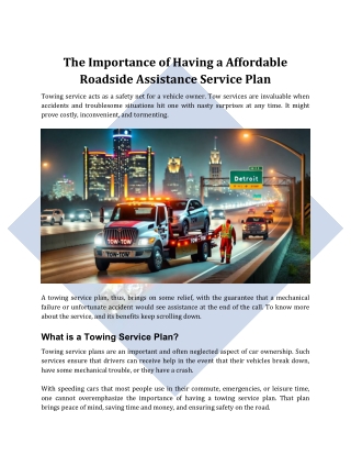 Why A Roadside Assistance Service Plan Is A Must?