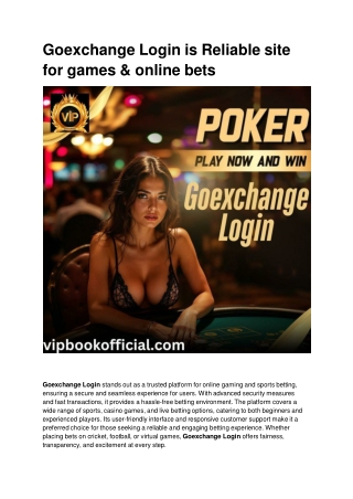 Goexchange Login is Reliable site for games & online bets