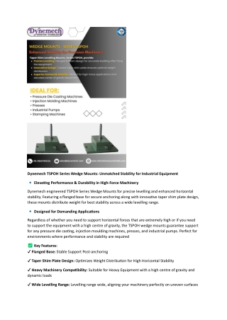 Dynemech TSPOH Series Wedge Mounts: Unmatched Stability for Industrial Equipment