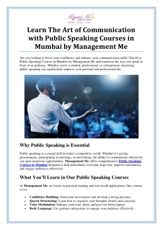 Public Speaking Courses in Mumbai by Management Me