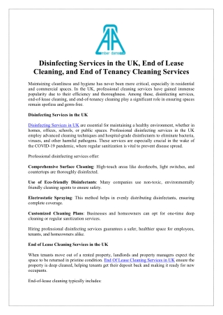 disinfecting services in the uk end of lease