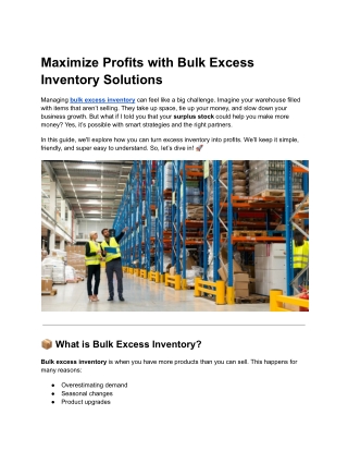 Maximize Profits with Bulk Excess Inventory Solutions