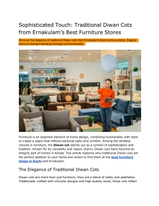 Sophisticated Touch - Traditional Diwan Cots from Ernakulam’s Furniture Stores