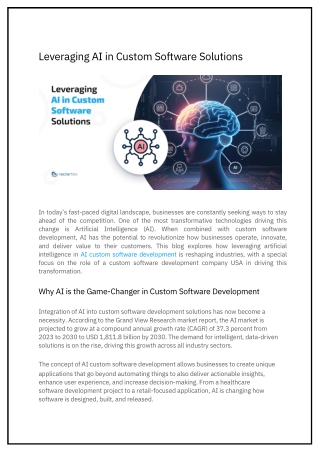Leveraging AI in Custom Software Solutions