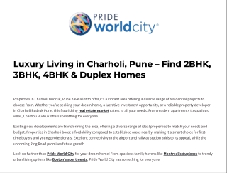 Luxury Living in Charholi, Pune – Find 2BHK, 3BHK, 4BHK & Duplex Homes