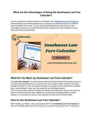 A Beginner's Guide to the Southwest Low Fare Calendar
