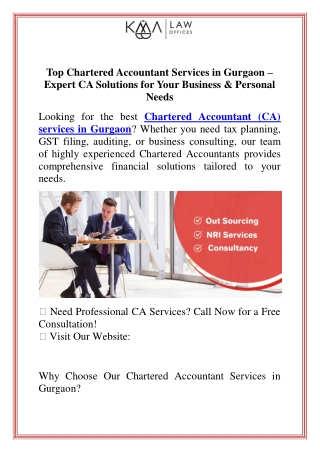 Top Chartered Accountant Services in Gurgaon  Expert CA Solutions for Your Business & Personal Needs