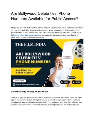 Are Bollywood Celebrities' Phone Numbers Available for Public Access