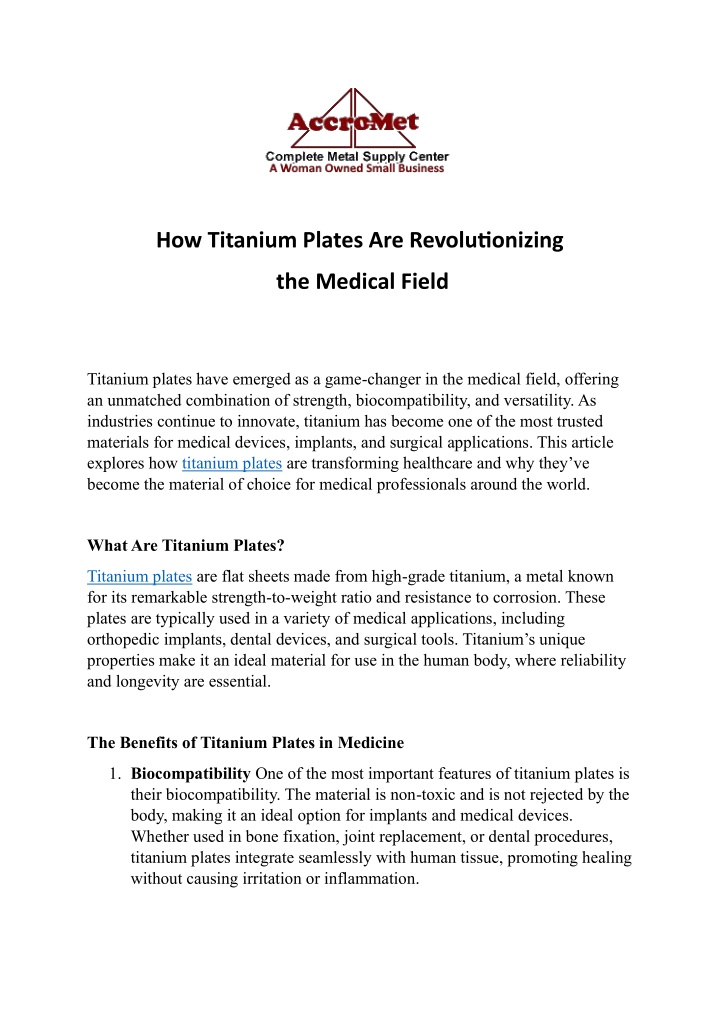 how titanium plates are revolutionizing