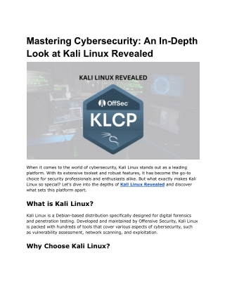 Mastering Cybersecurity_ An In-Depth Look at Kali Linux Revealed