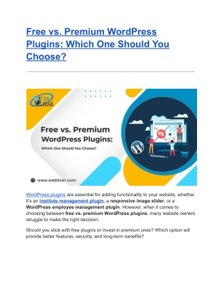 free vs premium wordpress plugins which