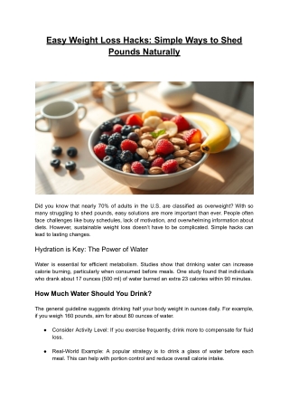 Easy Weight Loss Hacks- Simple Ways to Shed Pounds Naturally