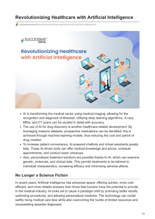 Revolutionizing Healthcare with Artificial Intelligence