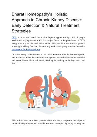 Bharat Homeopathy's Holistic Approach to Chronic Kidney