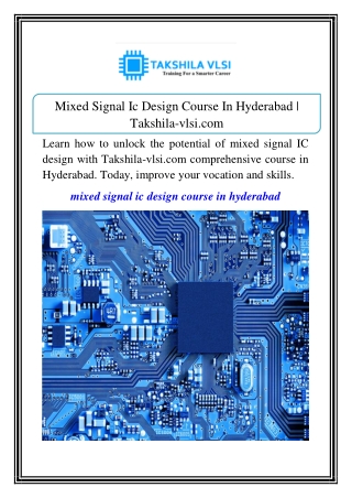 mixed signal ic design course in hyderabad
