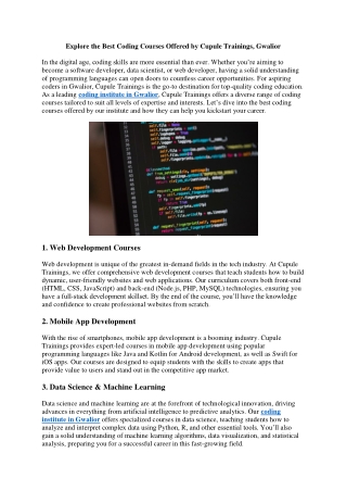 explore the best coding courses offered by cupule