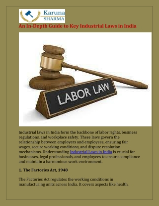 An In-Depth Guide to Key Industrial Laws in India