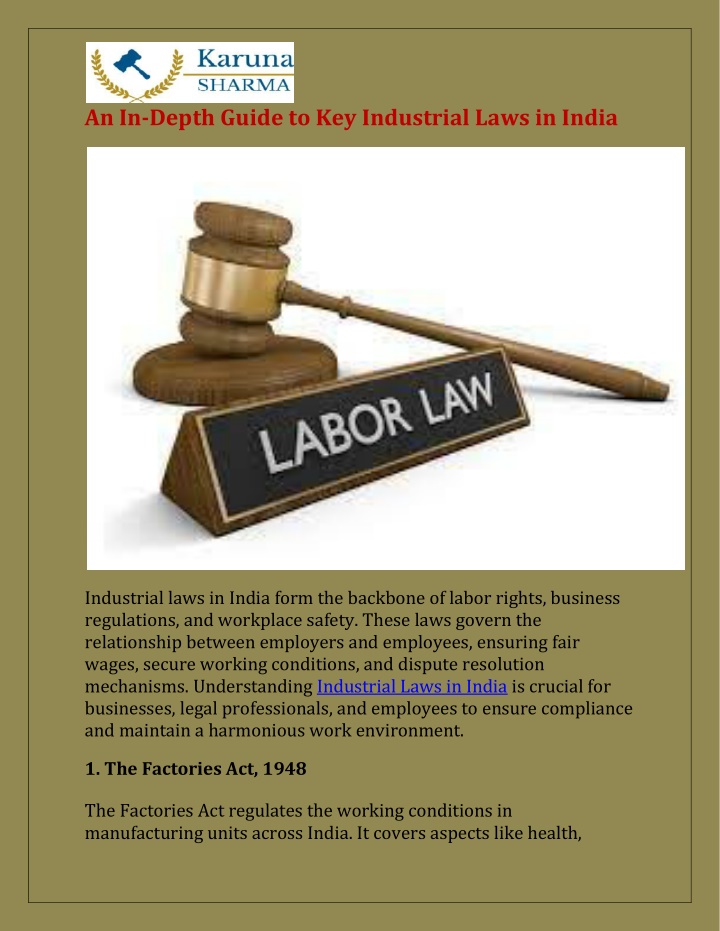 an in depth guide to key industrial laws in india