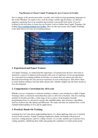 top reasons to choose cupule trainings for java