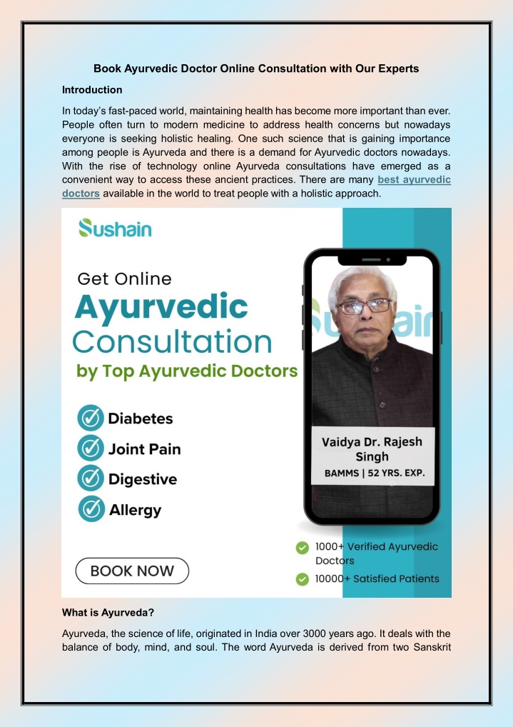 book ayurvedic doctor online consultation with