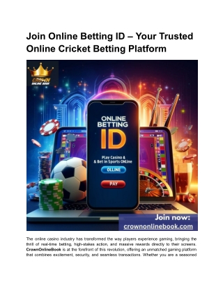 Join Online Betting ID – Your Trusted Online Cricket Betting Platform