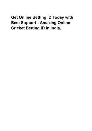 Get Online Betting ID Today with Best Support - Amazing Online Cricket Betting ID in India