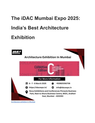 The iDAC Mumbai Expo 2025: India’s Best Architecture Exhibition