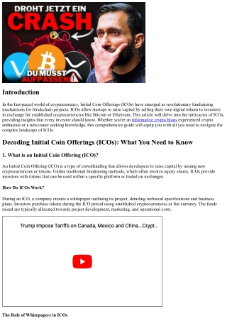Decoding Initial Coin Offerings (ICOs): What You Need to Know