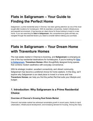 Flats in Saligramam - Traventure Homes - Google Drive