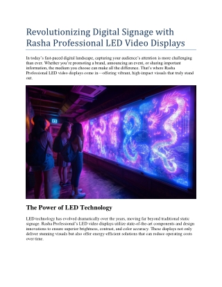 Revolutionizing Digital Signage with Rasha Professional LED Video Displays