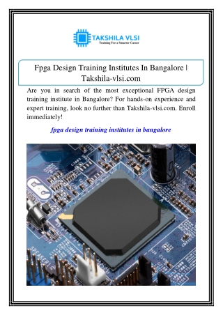 fpga design training institutes in bangalore