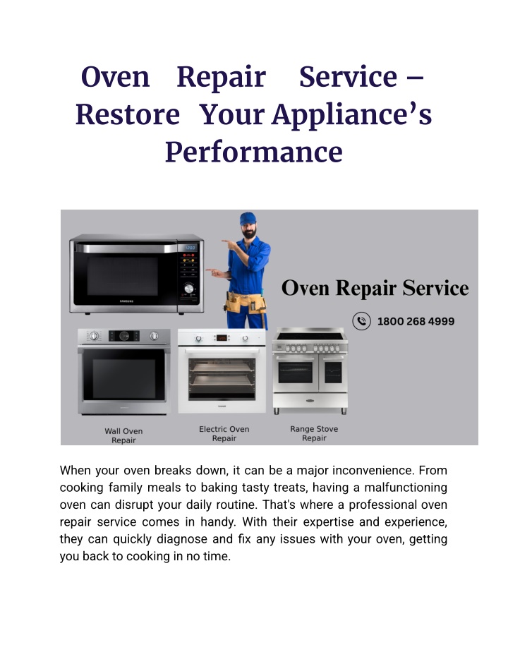 oven repair service restore your appliance