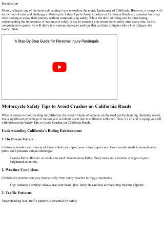 “Motorcycle Safety Tips to Avoid Crashes on California Roads”