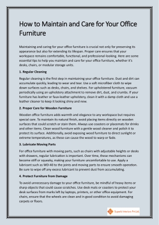 How to Maintain and Care for Your Office Furniture