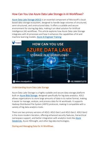 how can you use azure data lake storage