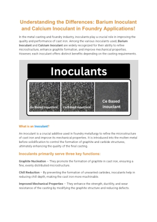 Understanding the Differences_ Barium Inoculant and Calcium Inoculant in Foundry Applications