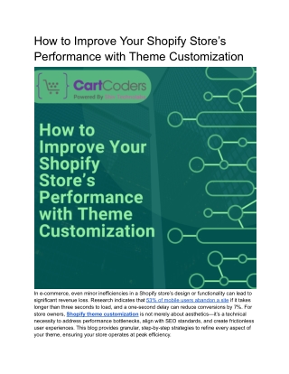 How to Improve Your Shopify Store’s Performance with Theme Customization